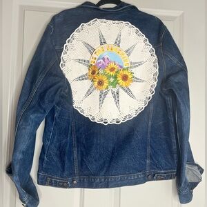 Sun flower Crochet Jean Jacket